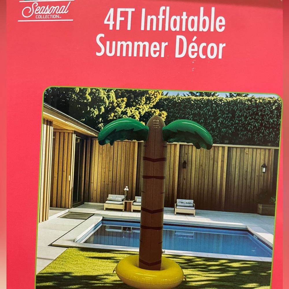 NIB 4 ft Yard Inflatable Palm Tree Summer Fun Pool Side Yard Garden Party Event
